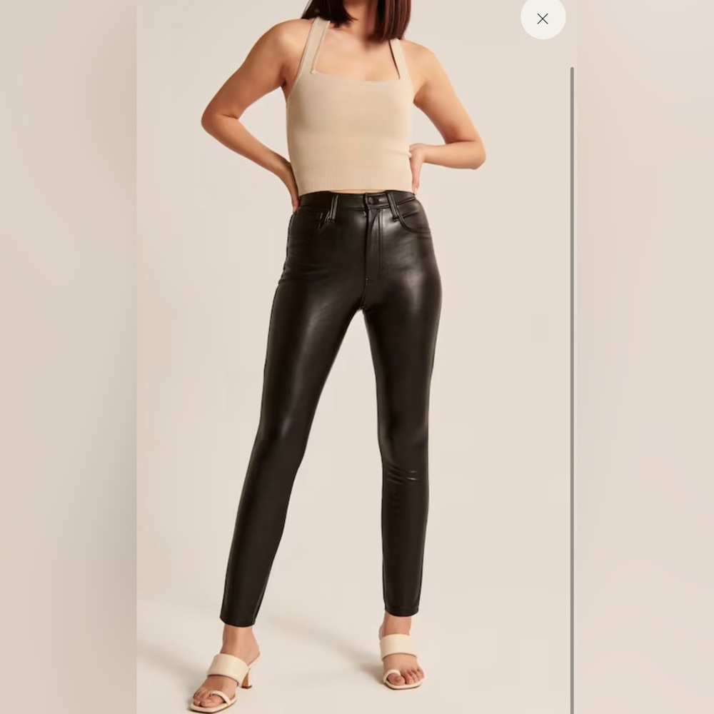Abercrombie & Fitch Black Vegan Leather Skinny High Rise Pants size 25 X-short